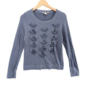 Lilka Anthropologie Fisherman Knot Top Womens Blue Terry LS Pullover Sz S